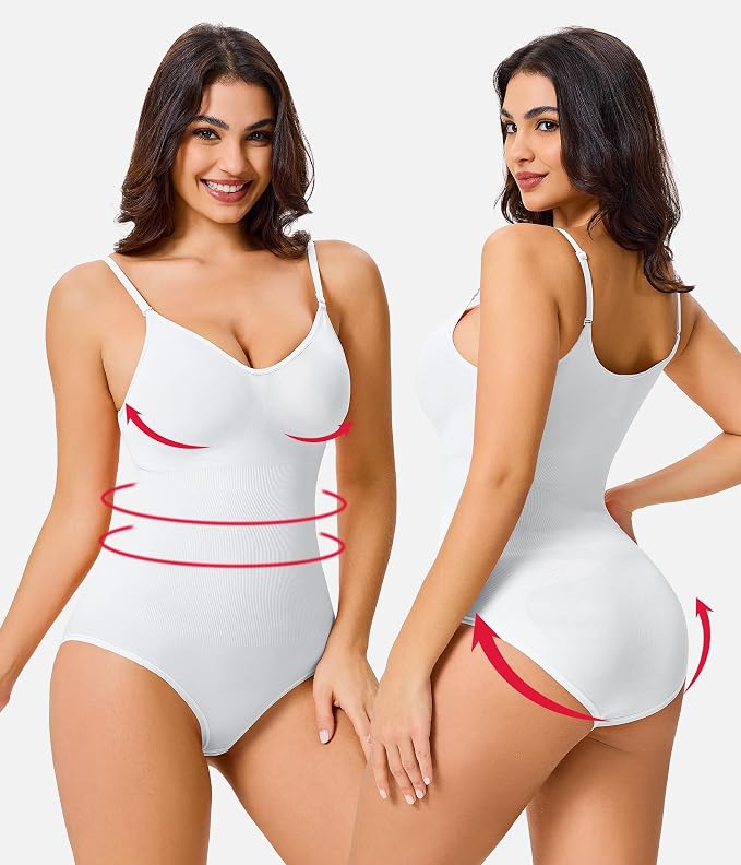 White V Neck Bodysuit