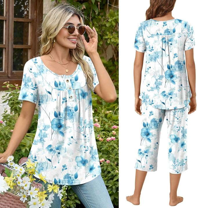 Floral Aqua Blue-beige