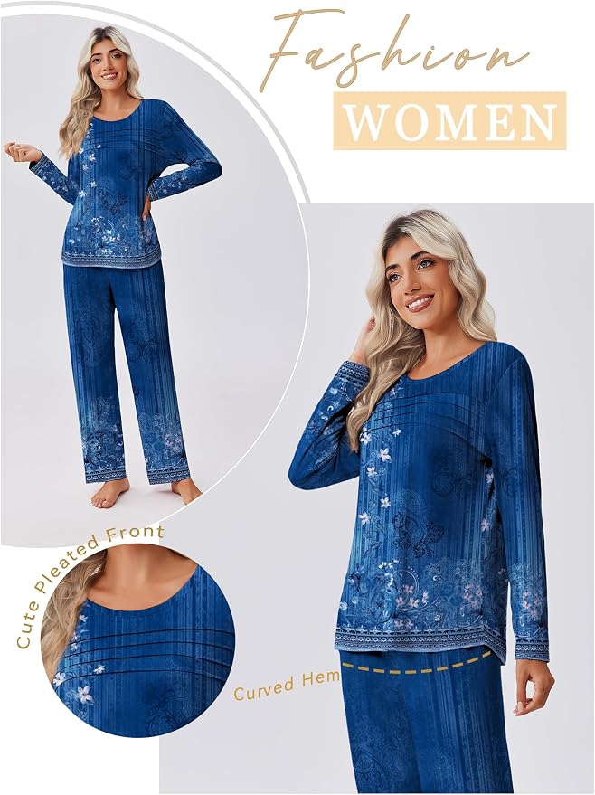 Navy Folk Print