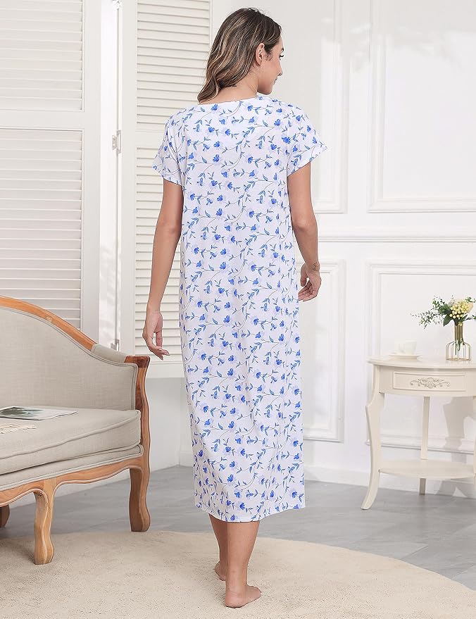 Knit-60% Cotton Blue Morning Glory on White