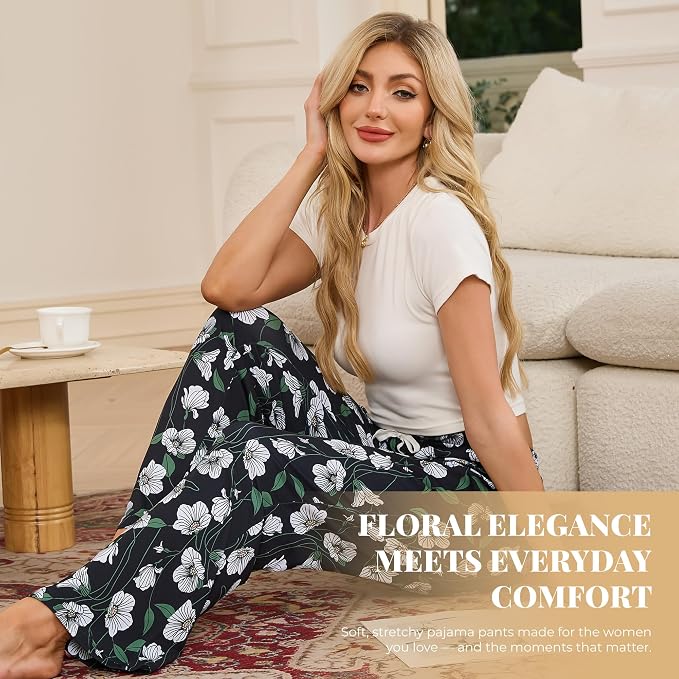 White Floral-black