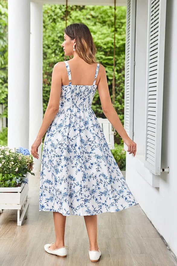White Blue Floral