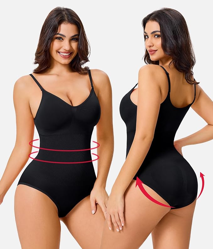 Black V Neck Bodysuit