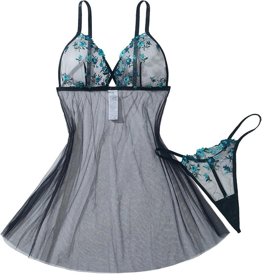 Black/Blue Flowers