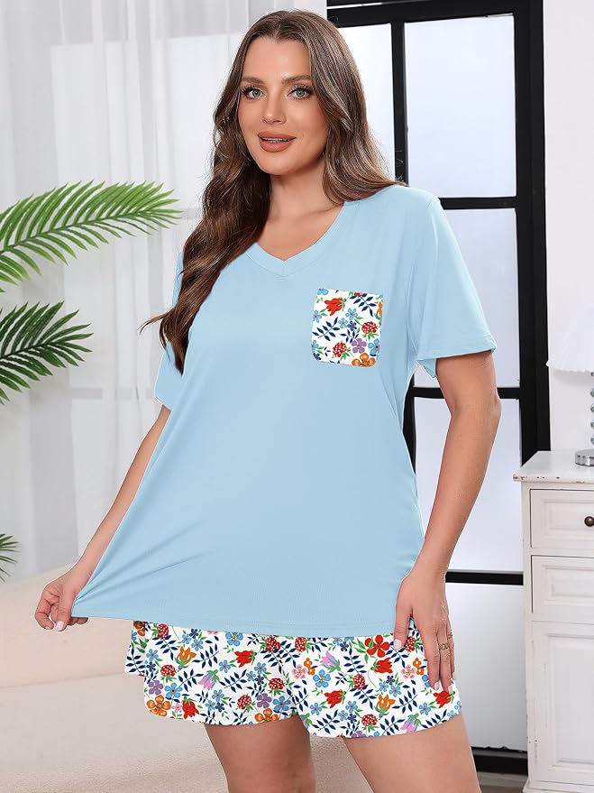 Orange Blue Floral Bloom
