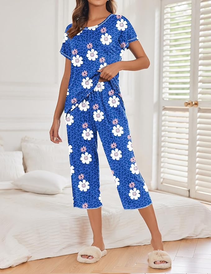 Blue Flower Leopard Print