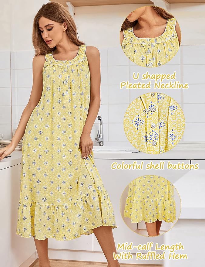 100% Cotton Blue Flower on Yellow Background