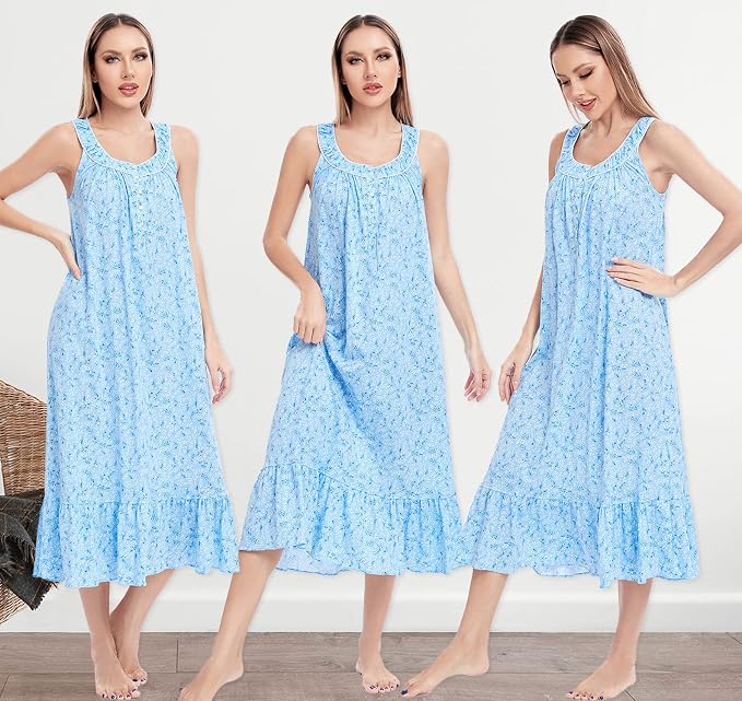 100% Cotton Blue and White Flower