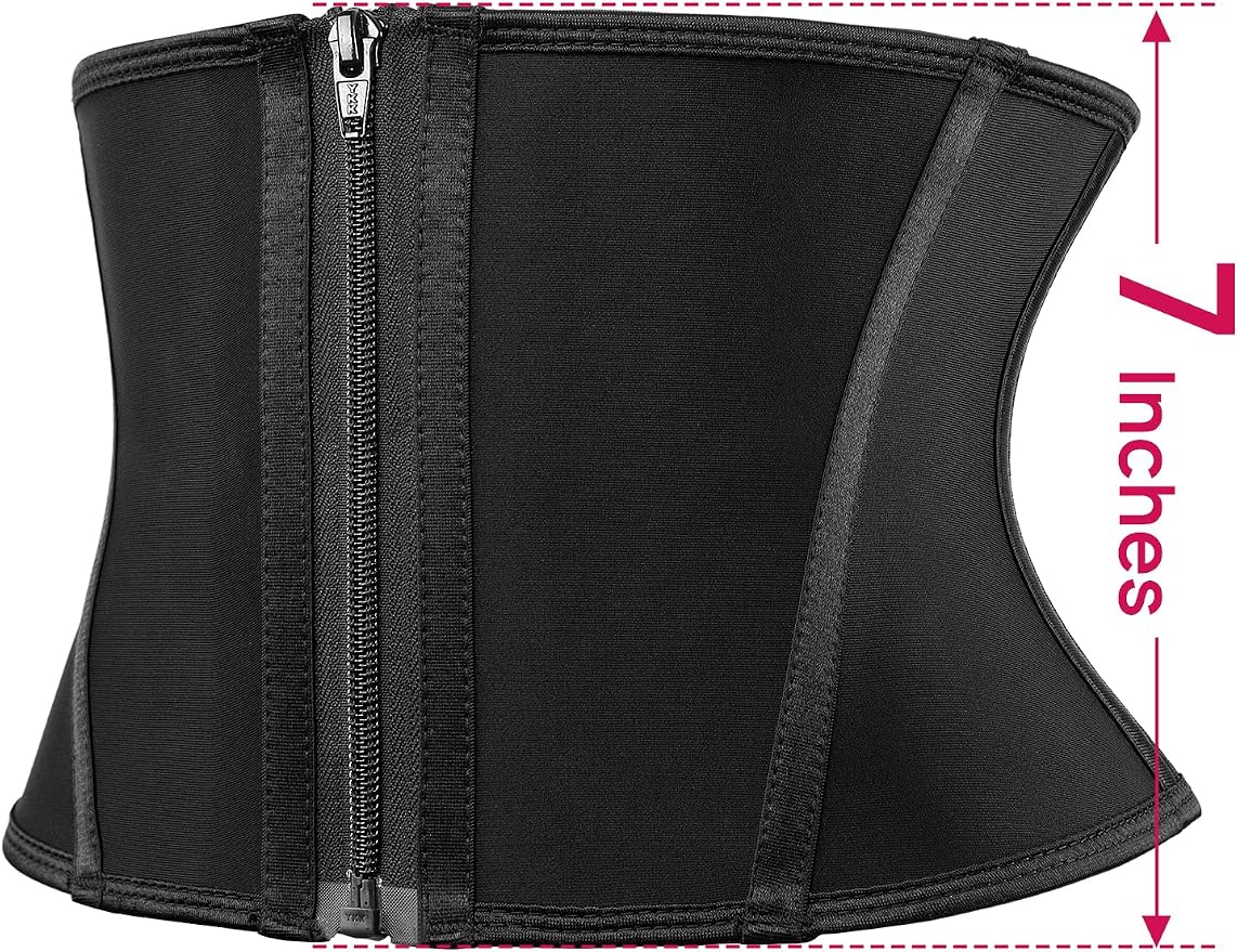 Black (7'' Short Torso, 9 Steel Bones, Zipper)