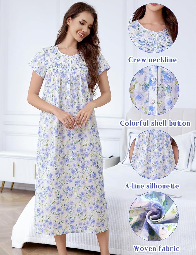 Woven-100% Cotton White Background, Deep Blue Rose