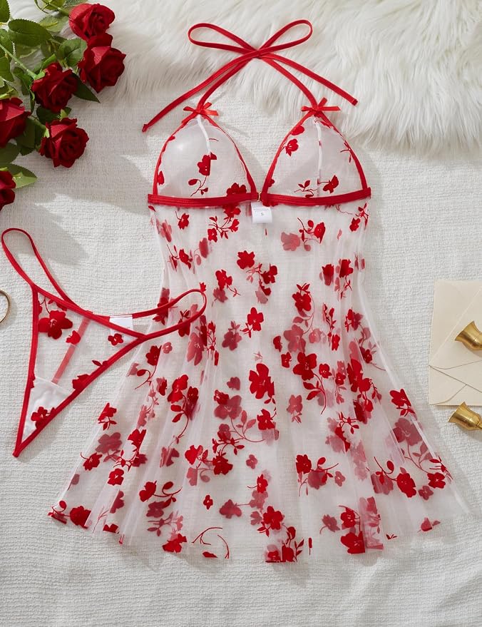 Tie-strap Red Flowers