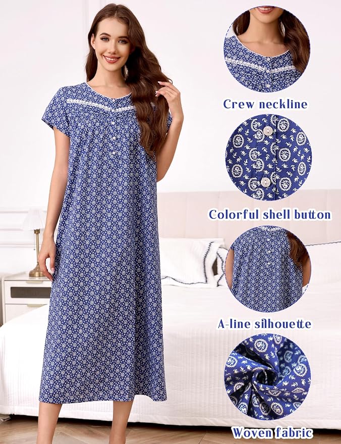 Woven-100% Cotton Polka Dots of Blue Background