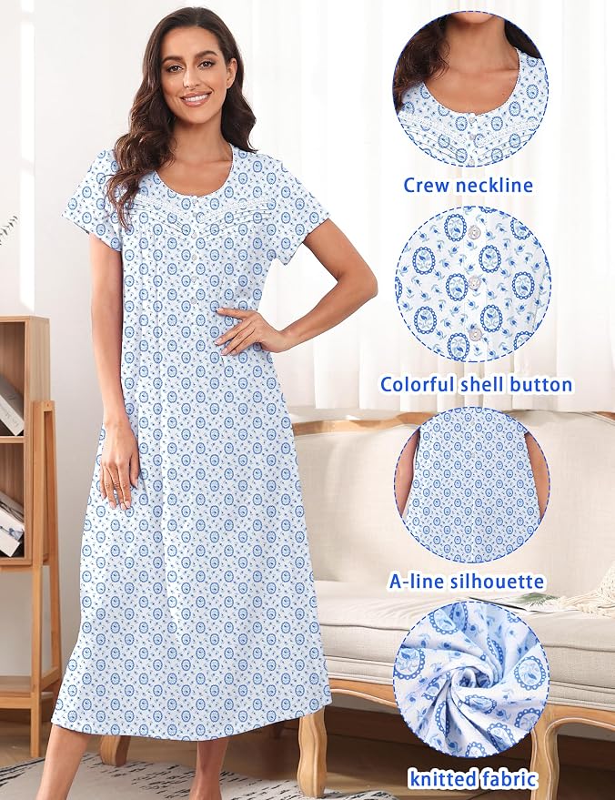 Knit-100% Cotton White Background, Blue Size Dots