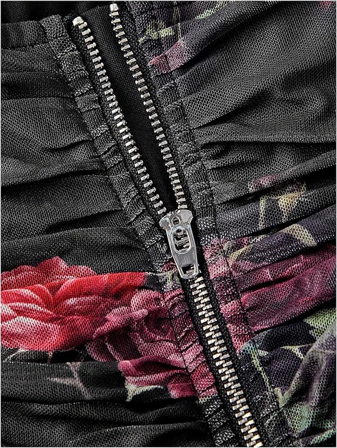 Black Red Floral