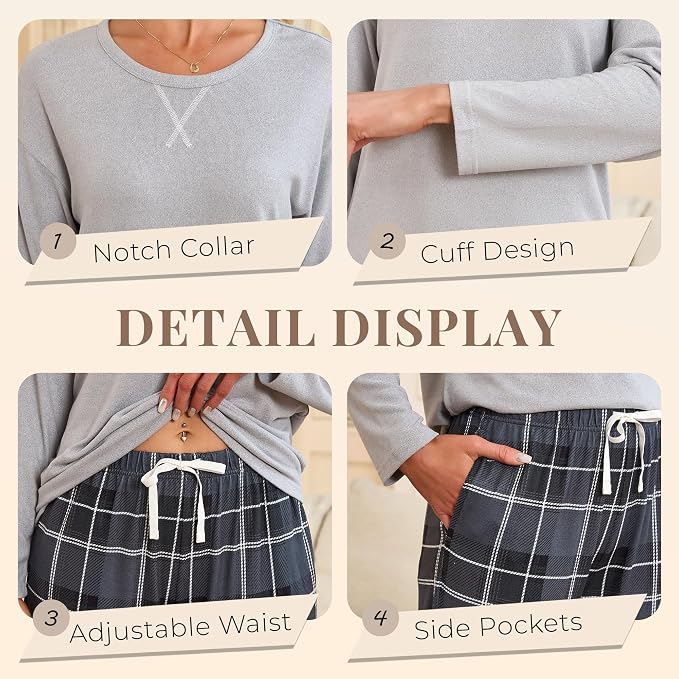Light Grey Mel./Black Grey Plaid