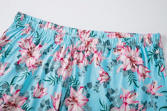 Pink Flowers/Sky Blue