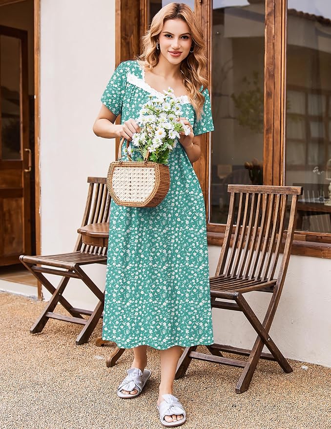 Green White Floral