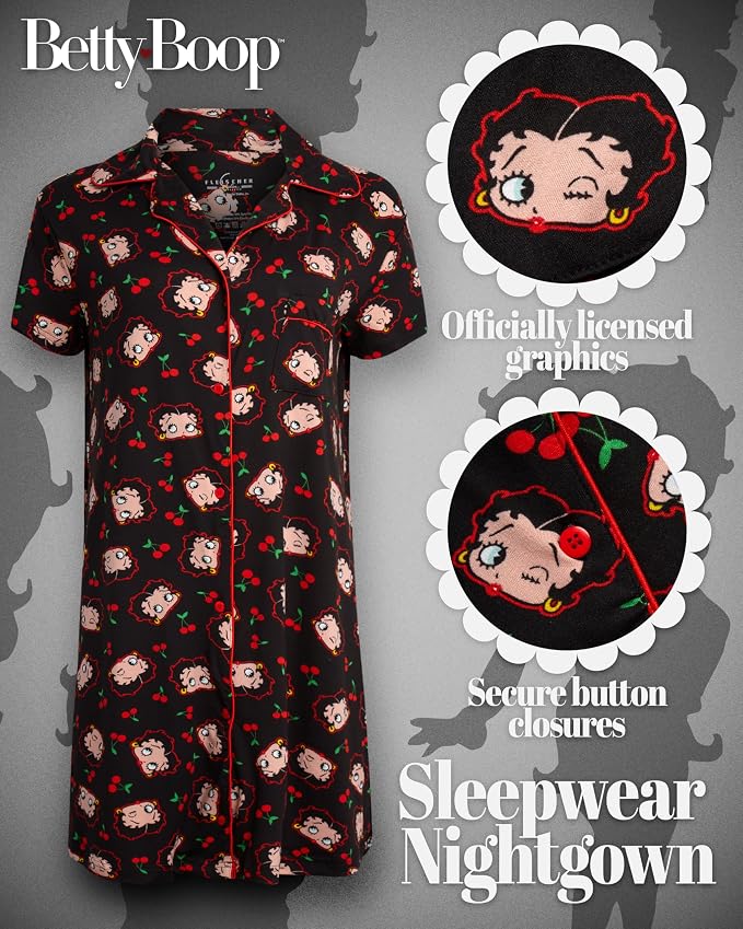 Black Betty Boop Cherries Print