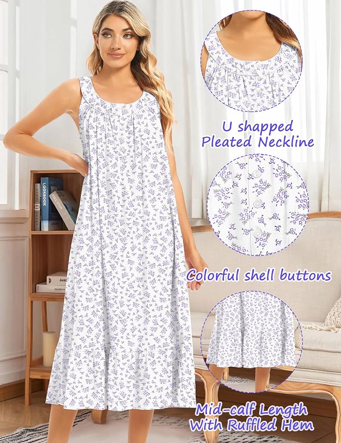 Knit-100% Cottonwhite Background,purple Flowers